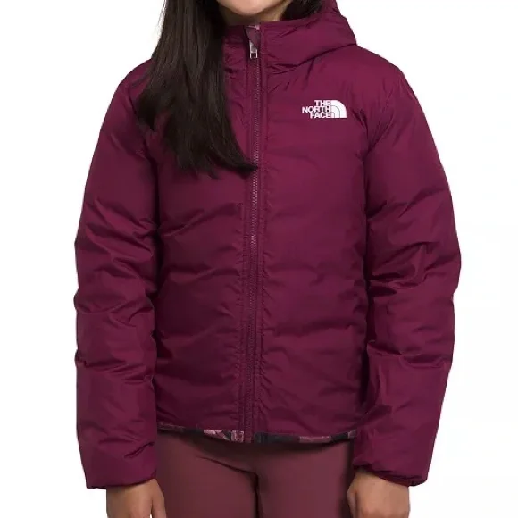 North Face Girls Reversible North Down Hooded Jacket - Boysenberry Floret Print - Picture 2 of 8